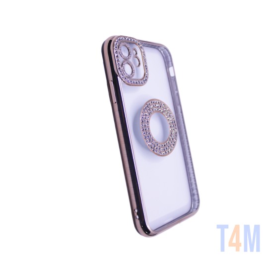 Capa de Silicone Suave com Design de Diamante para Apple iPhone 11 Dourado